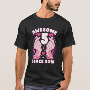 Kids Girl 5th birthday, born 2018, K-pop heart, Sa T-Shirt