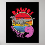 Kids Girl 9th Birthday I Rawr Velociraptor I Poster<br><div class="desc">Kids Girl 9th Birthday I Rawr Velociraptor I Family Matching Gift. Perfect gift for your dad,  mom,  papa,  men,  women,  friend and family members on Thanksgiving Day,  Christmas Day,  Mothers Day,  Fathers Day,  4th of July,  1776 Independent day,  Veterans Day,  Halloween Day,  Patrick's Day</div>