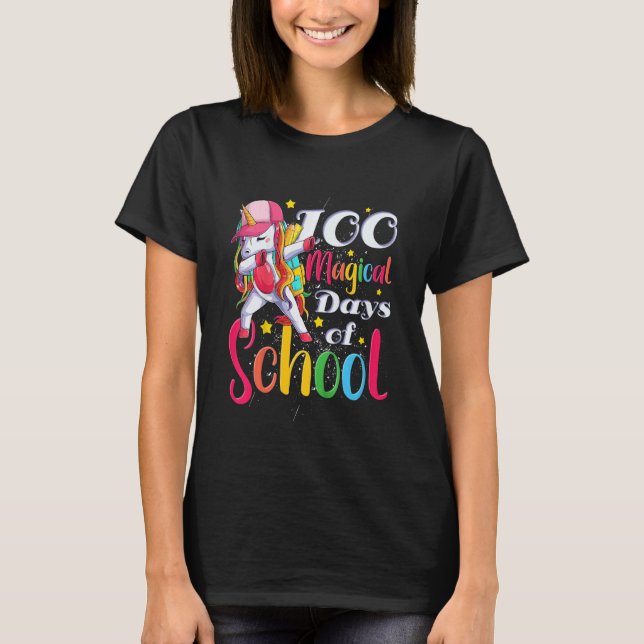 Kids Girls 100 Magical Days Of School First Grader T-Shirt (Front)