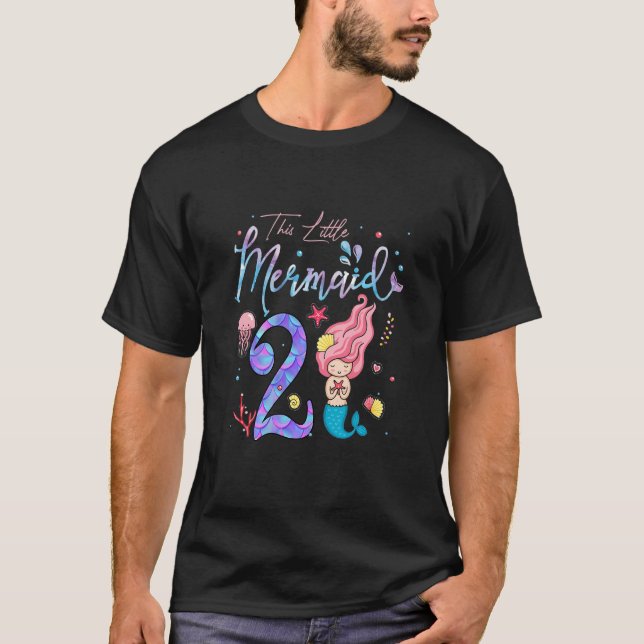 Kids Girls 2nd Birthday Girl This Little Mermaid I T-Shirt (Front)