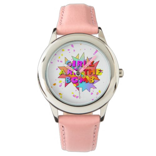 Kids Girls Are The Bomb Pink Wrist Watch