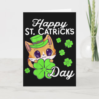 Kids Girls Cat St Patricks Day Happy St Catricks D Card