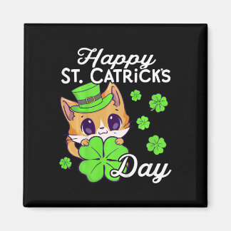 Kids Girls Cat St Patricks Day Happy St Catricks D Magnet