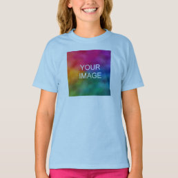 Kids Girls Clothing Add Image Light Blue Template T-Shirt