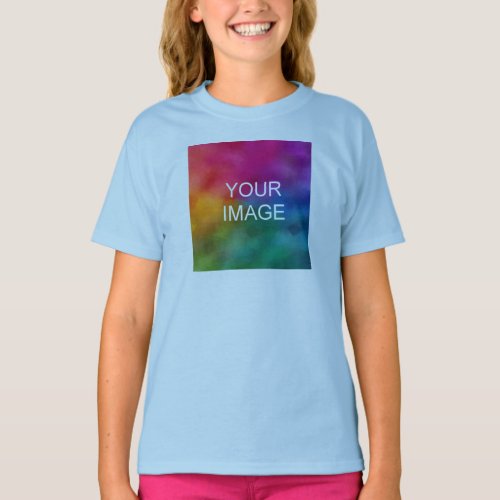 Kids Girls Clothing Add Image Light Blue Template T_Shirt