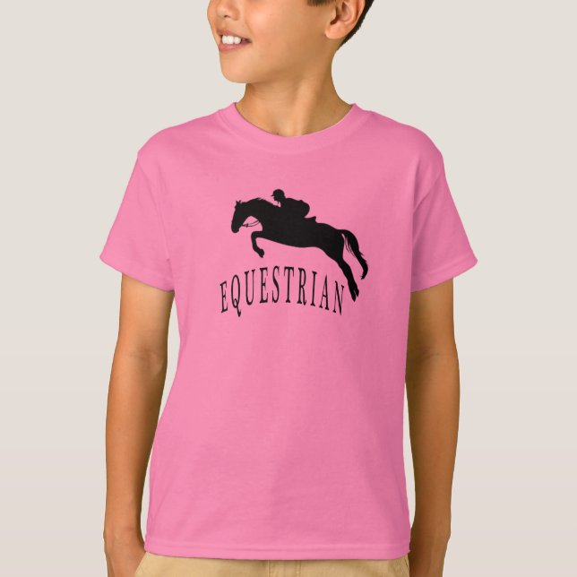 Kids Girls Equestrian Jumper Horseback Riding T-Shirt (Front)