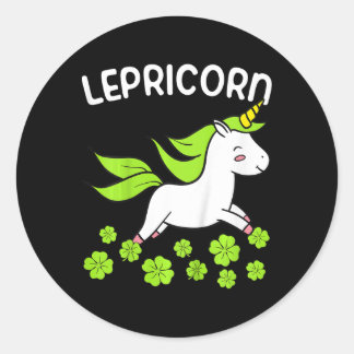 Kids Girls Happy St Patricks Day Unicorn Lepricorn Classic Round Sticker