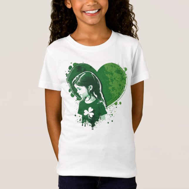 Kids Girls Heart St Patricks Day shirt (Front)