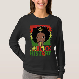 Kids Girls I Am Black History Little Melanin Queen T-Shirt