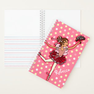 Kids girls name ballerina pink polka dot  notebook