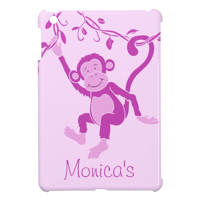 Kids girls name purple monkey ipad mini case