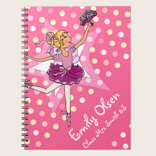 Kids girls named ballerina girl pink notebook