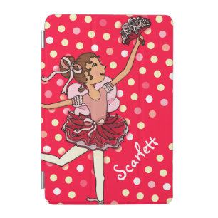 Kids girls named ballerina red polka dot iPad mini cover