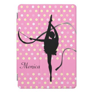 Kids girls named gymnast polka dot pink black  