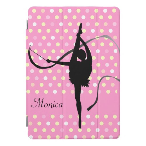 Kids girls named gymnast polka dot pink black   iPad pro cover