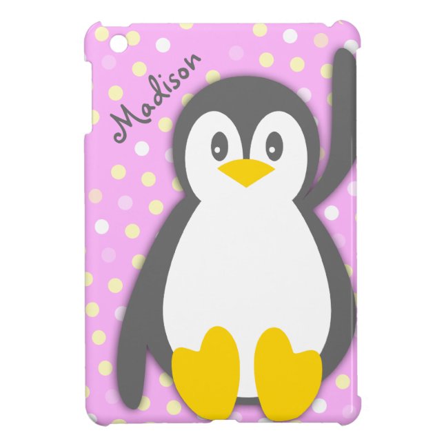 Kids girls penguin graphic name ipad mini case (Back)