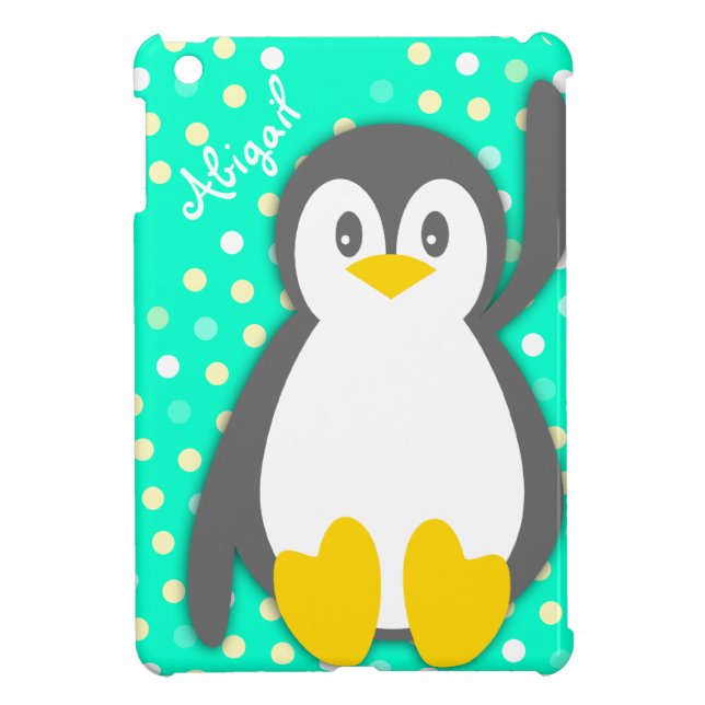 Kids girls penguin name aqua ipad mini case (Back)