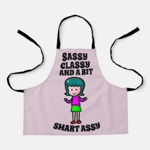 KIDS GIRLS SASSY CLASSY SMART ASSY RETRO APRONS