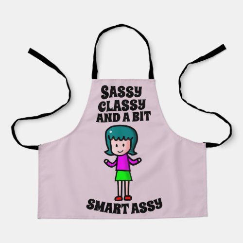 KIDS GIRLS SASSY CLASSY SMART ASSY RETRO APRONS