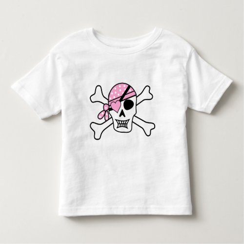 Kids Girls Valentines Pirate Skull Heart Patch Toddler T_shirt