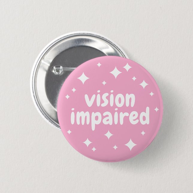 Kids Girly Pink Sparkles Vision Impaired Button (Front & Back)