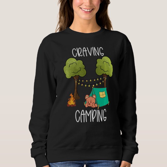 Kids Glamping Gear Tent Camping Bear Camper String Sweatshirt (Front)