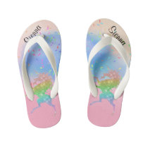 Kids Glitter Unicorn Personalized Flip flops Kids Glitter Unicorn Personalized Flip flops