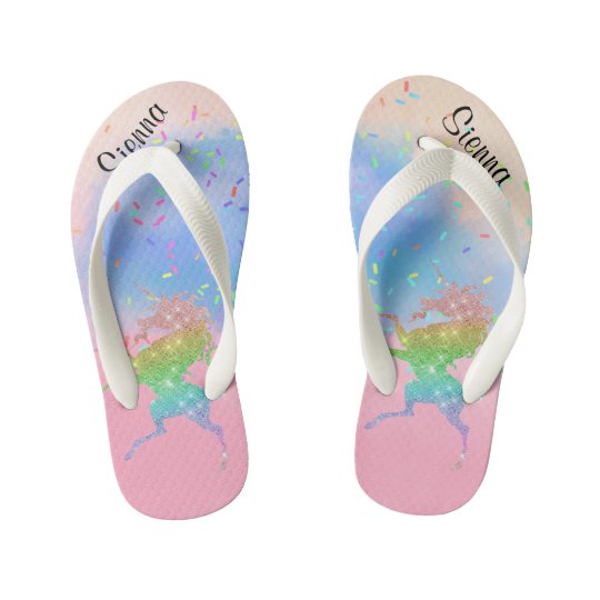 kids unicorn flip flops