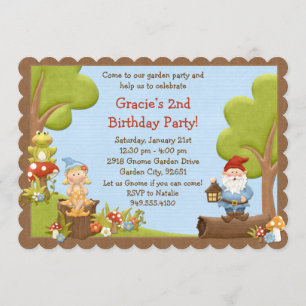 Kids Gnome Birthday Party Invitation