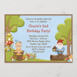 Kids Gnome Birthday Party Invitation