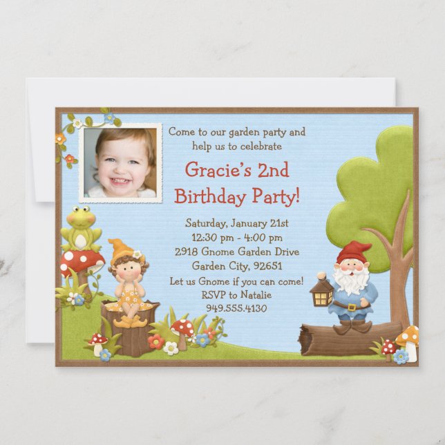 Kids Gnome Birthday Party Invitation (Front)