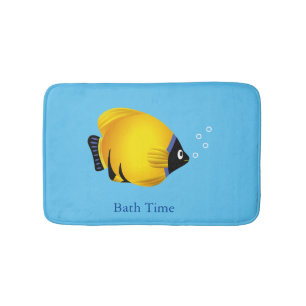 Kids Gold Fish on Light Blue Bath Mat