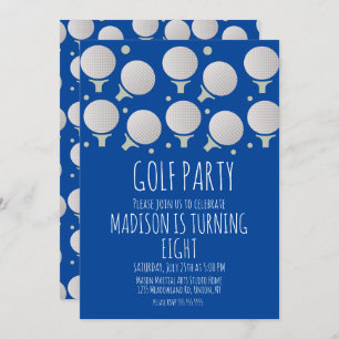 Kids Golf Balls Birthday Party Green Invitation