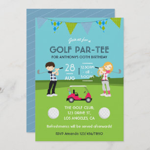 Kids Golf Theme Birthday Party Invitation