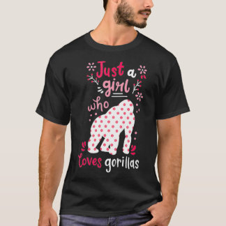 Kids Gorilla Just A Girl Gorillas Gift T-Shirt