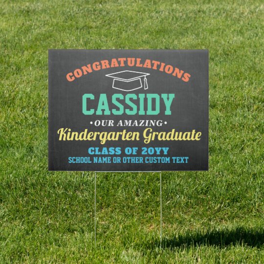 Kids Graduation Kindergarten & Preschool Cute Yard Sign | Zazzle.com