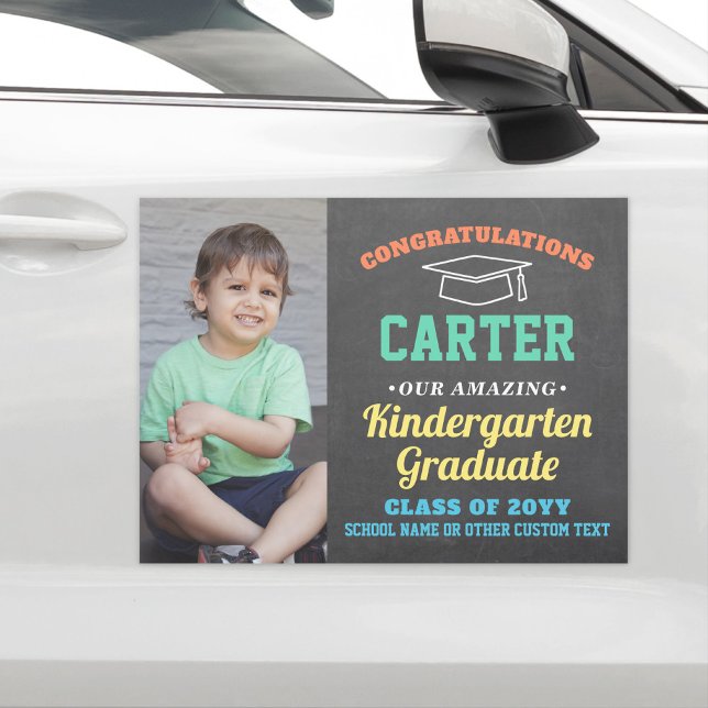 Kids Graduation Kindergarten Preschool Photo Cute Car Magnet (Creator Uploaded)