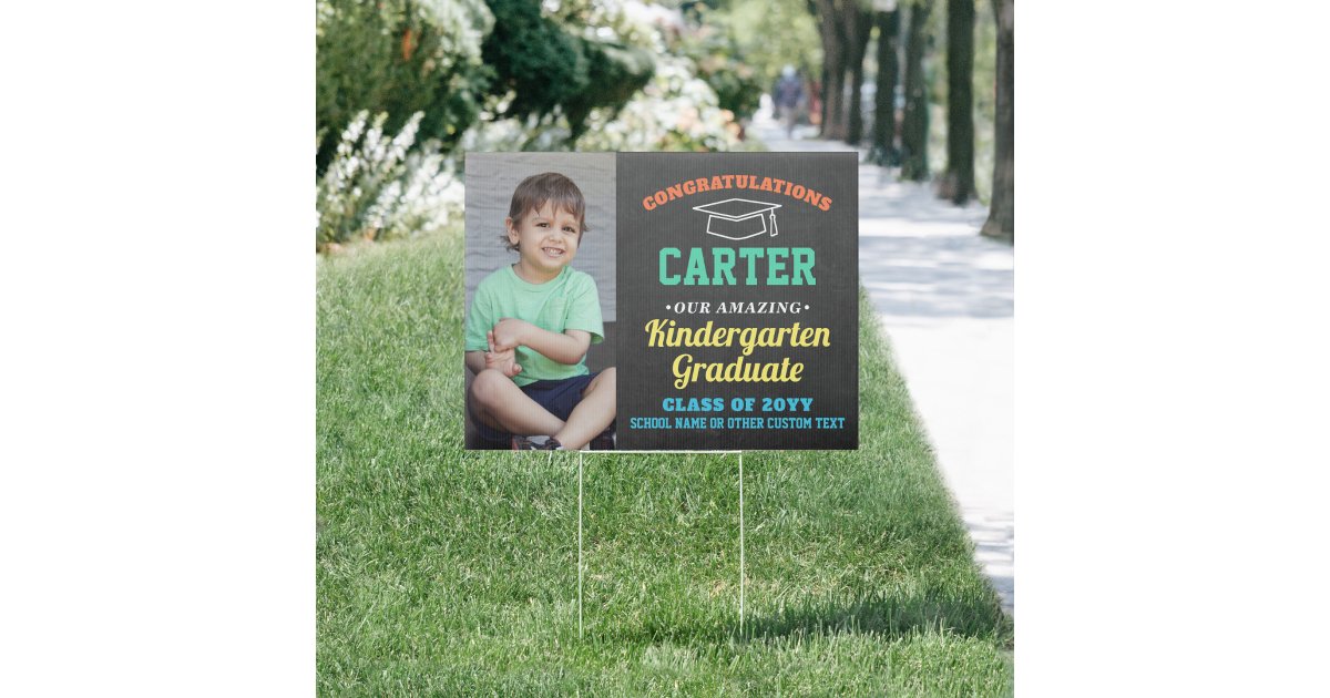Kids Graduation Kindergarten Preschool Photo Yard Sign | Zazzle