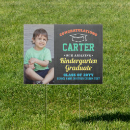 Kids Graduation Kindergarten Preschool Photo Yard Sign | Zazzle