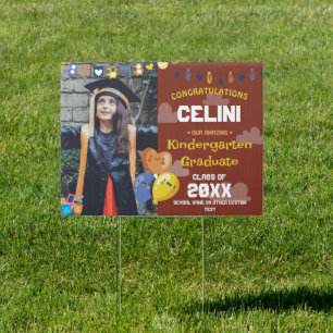 Kids Graduation Kindergarten Preschool With Photo Sign