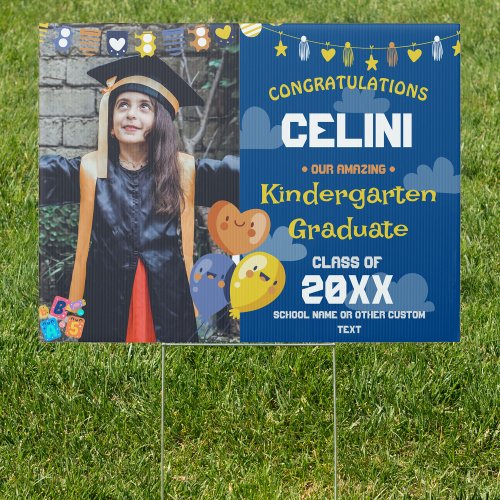 Kids Graduation Kindergarten Preschool With Photo Sign