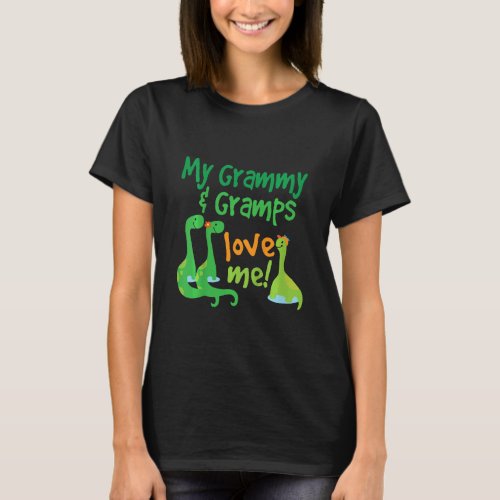 Kids Grammy and Gramps Love Me Grandchild Dinosaur T_Shirt