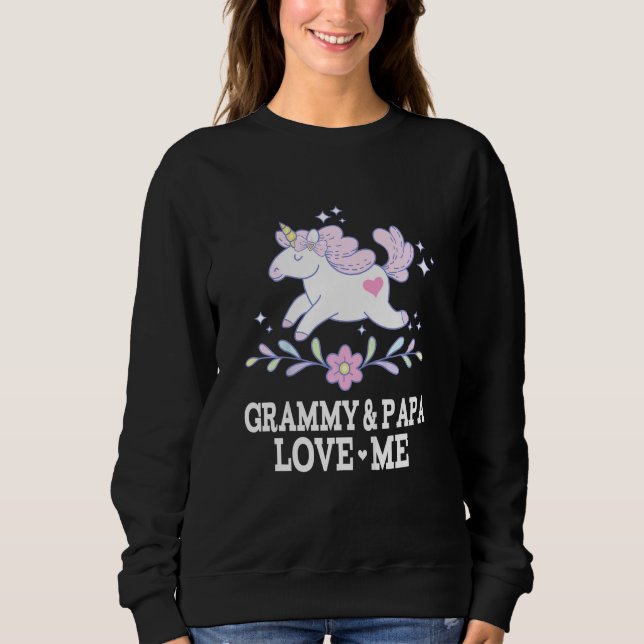 Kids Grammy And Papa Love Me Granddaughter Unicorn Sweatshirt (Front)