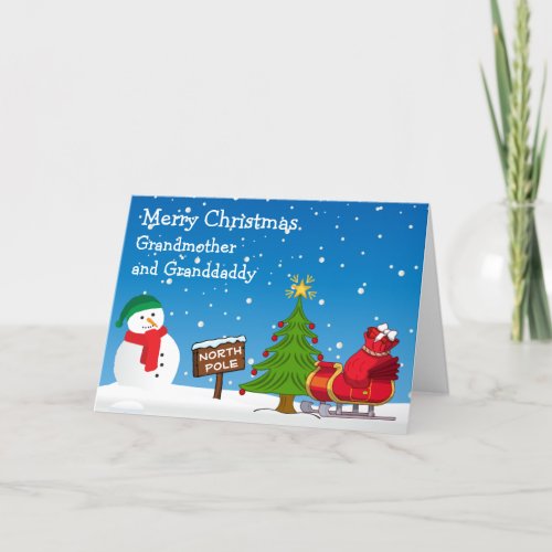 Kids Grandparent Christmas Tree North Pole Snowman Card