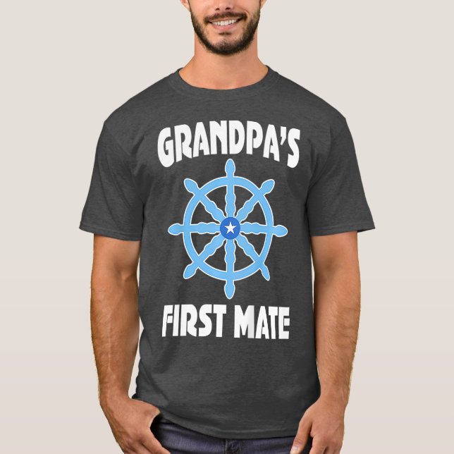 Kids Grandpas First Mate Grandson Sailing T-Shirt (Front)