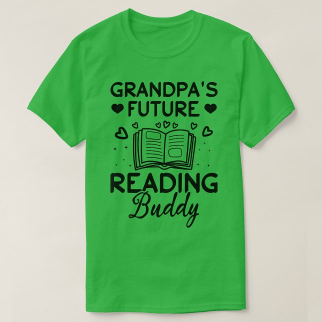 Kids Grandpa's Future Reading Buddy Kids Book Love T-Shirt (Design Front)
