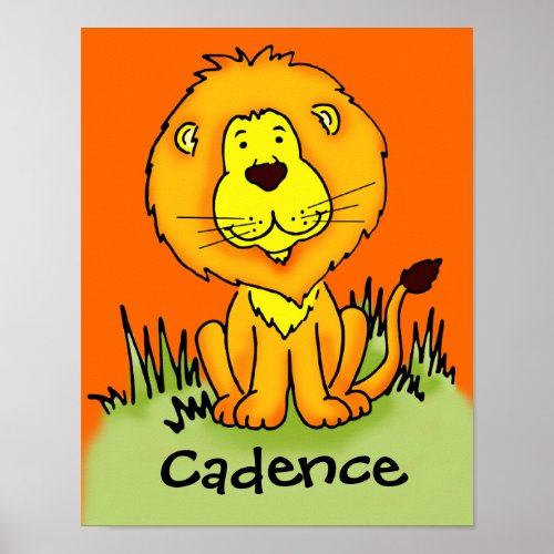 Kids graphic lion add your name poster