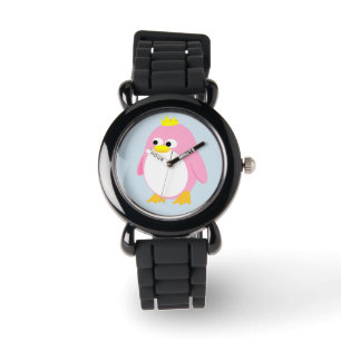 Kids Gray Glitter Strap Princess Penguin Watch