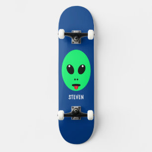 Kids Green Alien Personalized Skateboard
