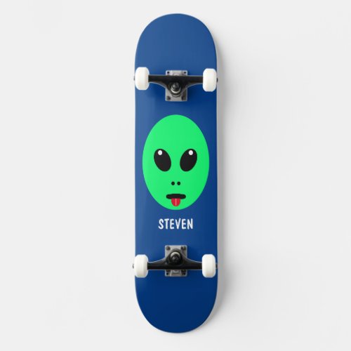 Kids Green Alien Personalized Skateboard
